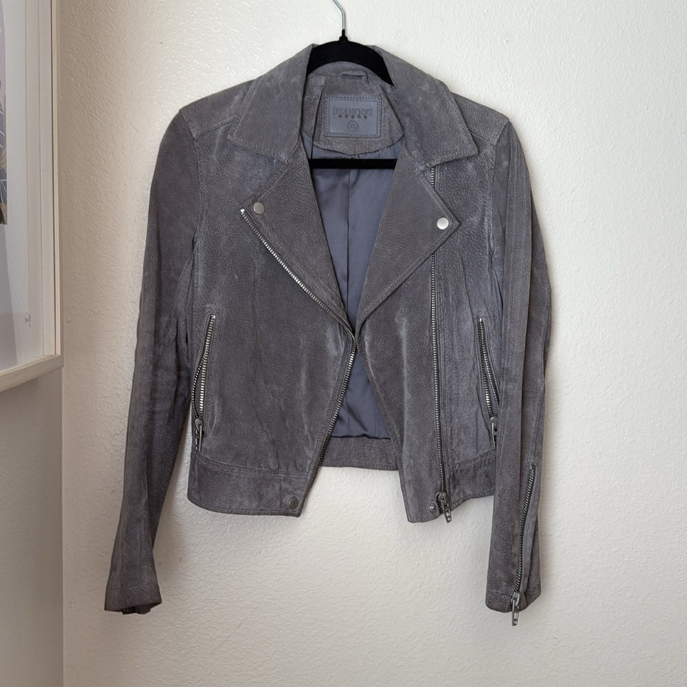 Women's Suede Moto Jacket - Gray